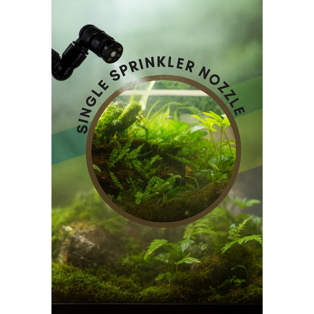 Single Fogger Mist Sprinkler Nozzle | 360° Adjustable Rainforest Misting Head for Aquarium, Terrarium & Reptiles | Increases Humidity & Plant Growth