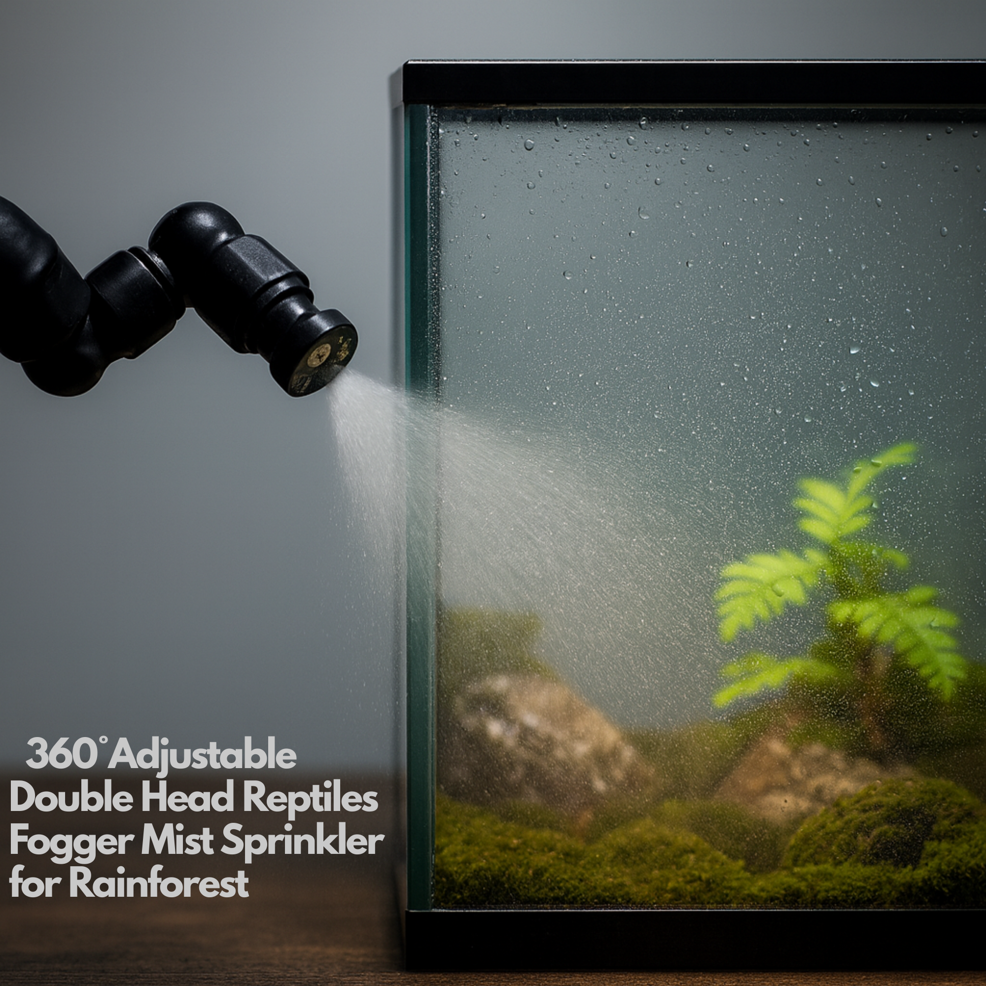 Single Fogger Mist Sprinkler Nozzle | 360° Adjustable Rainforest Misting Head for Aquarium, Terrarium & Reptiles | Increases Humidity & Plant Growth